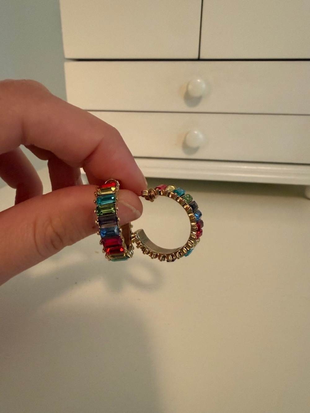 BaubleBar Gold Hoop Earrings with Multicolor Gemstones